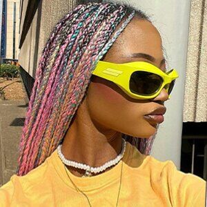 Women Wrap Around Futuristic Sunglasses Yellow Black
